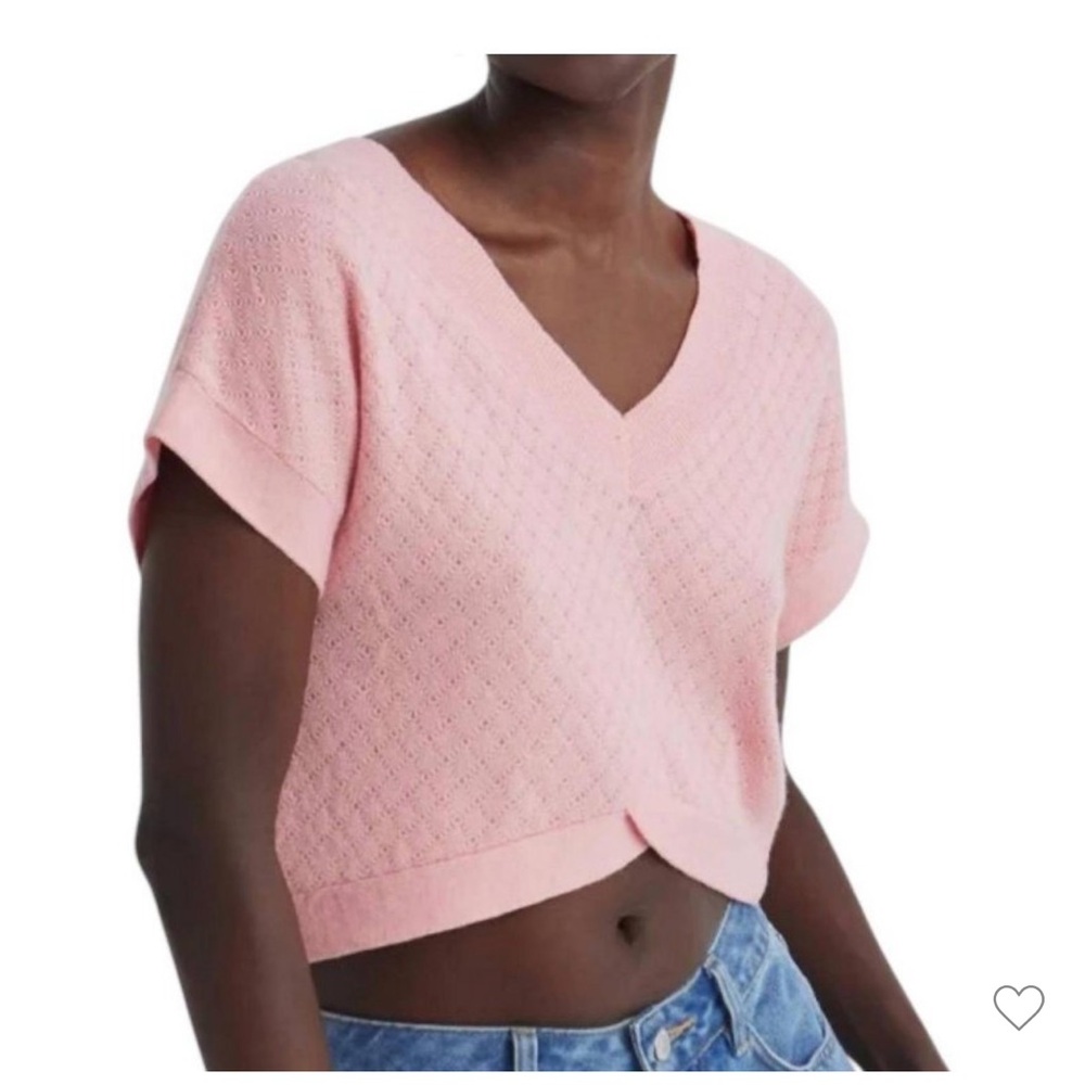 Crescent Pink Textured Knit Top